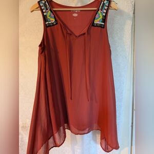 Wrangler Orange Beaded Detail Sleeveless Top Sz. Large‎